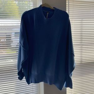 Blue free people easy street tunic sweater